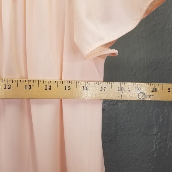 Shadowline Night Gown Sm Maxi Peach Pink Nylon Flower Embroidery Yoke Satin flaw - Picture 15 of 15
